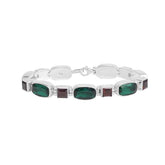 SB-0259-CO1-7.5" Sterling Silver Bracelet With Green Quartz, Garnet Q. Jewelry Bali Designs Inc